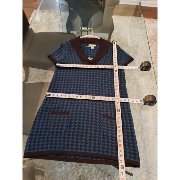 Style & Co. Women's Blue Knit Houndstooth Short Sleeve V Neck Sweater Dress XL - Picture 14 of 15